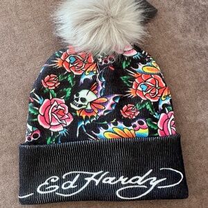 VINTAGE Y2K ED HARDY Skull and Roses Tattoo Inspired Beanie